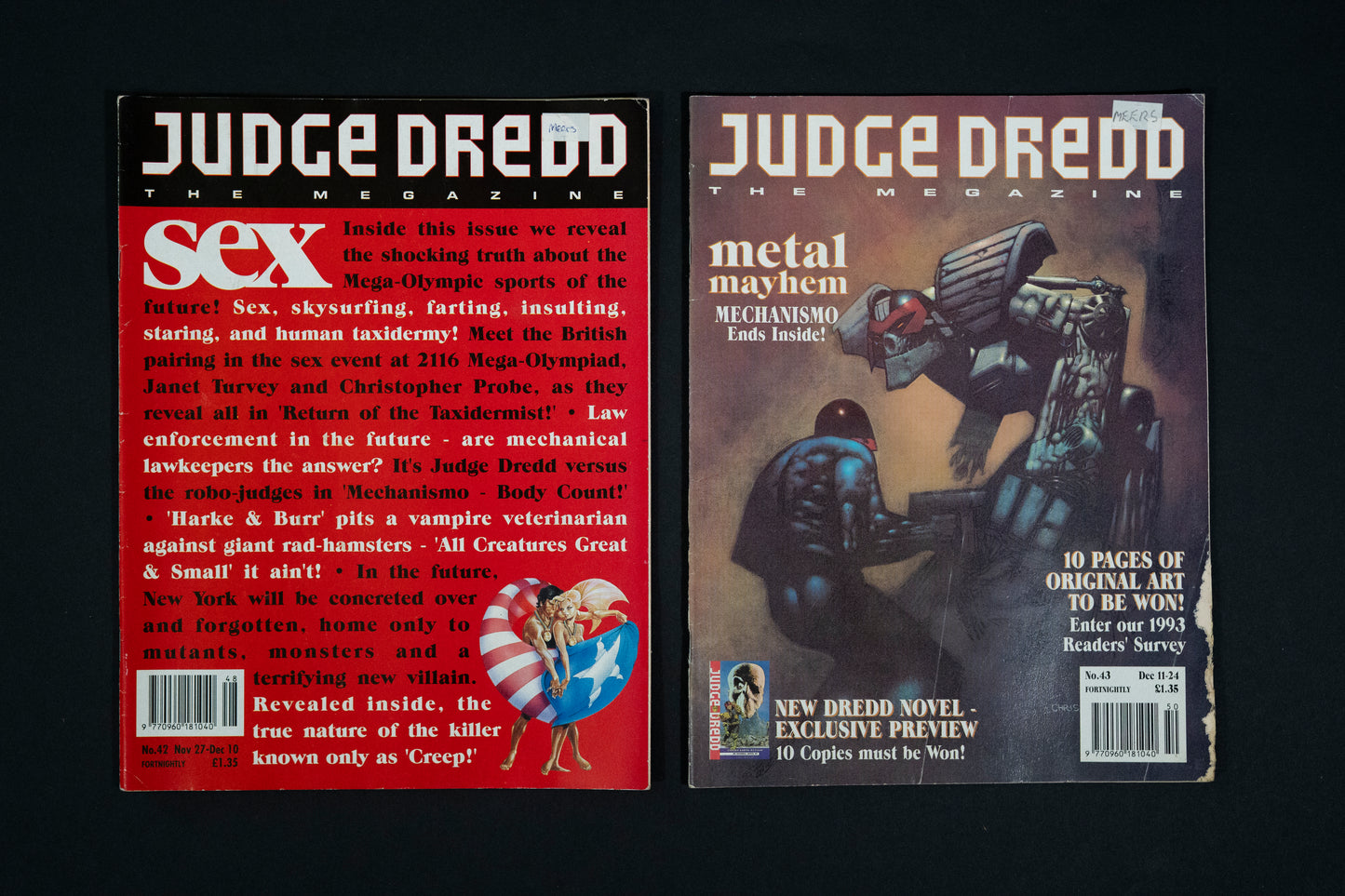 Judge Dredd #40 41 42 43 45 46 48 49 51 & 53 magazine Job Lot