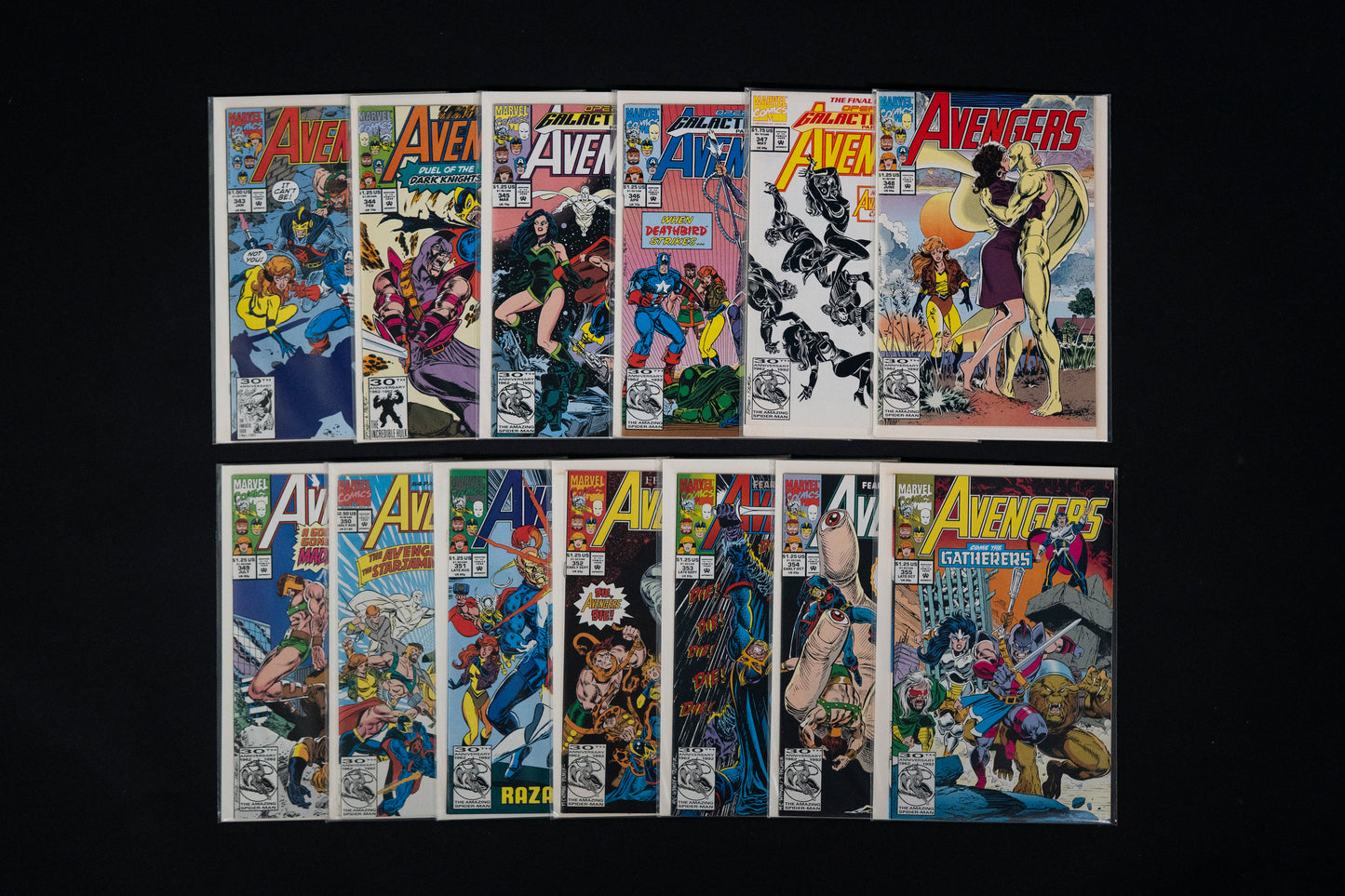 The Avengers, Vol.1, #343-355 run, x13 comic bundle, Marvel Comics, 1992