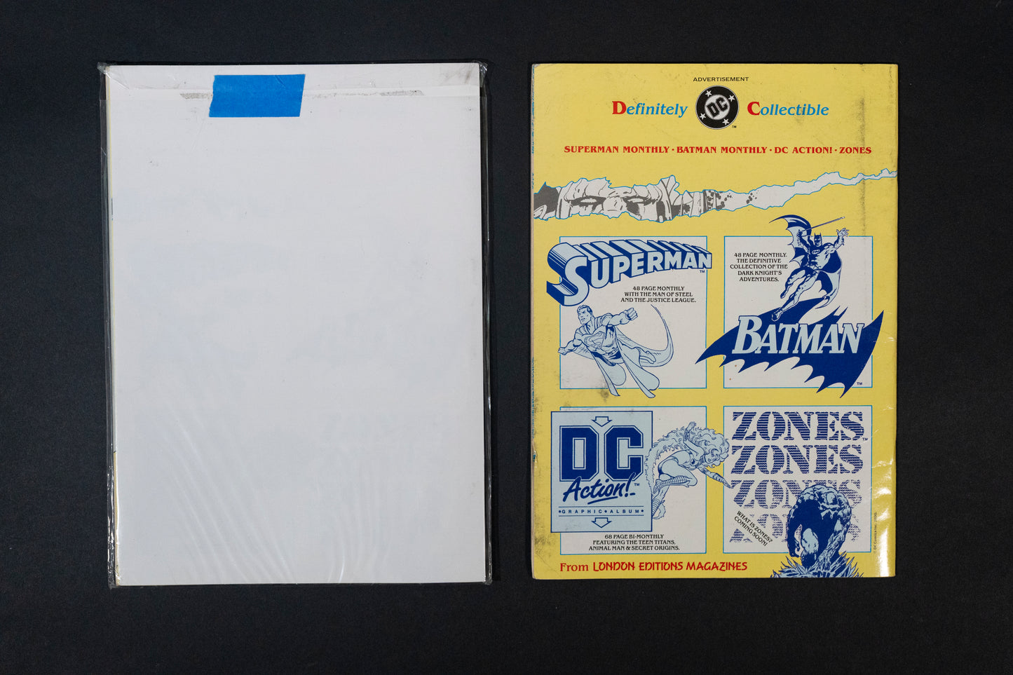 DC Action!, #1 (inc. badge) 2 5 & 6, London Editions Comics, 1990