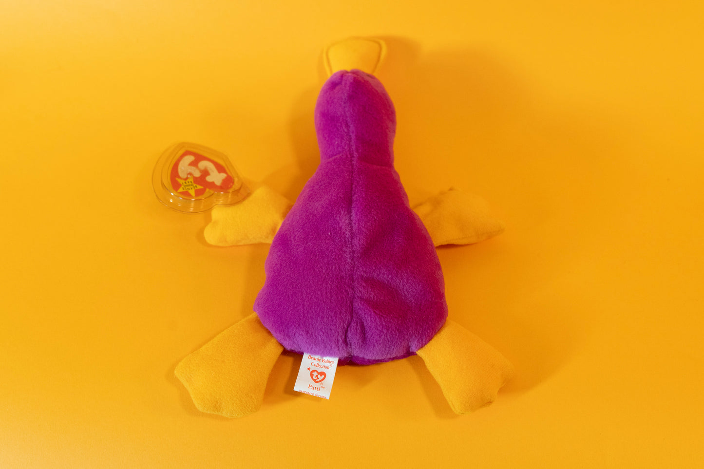 Patti (Platypus) - TY Beanie Babies - PVC Pellets - Tag in Protector - Excellent Condition