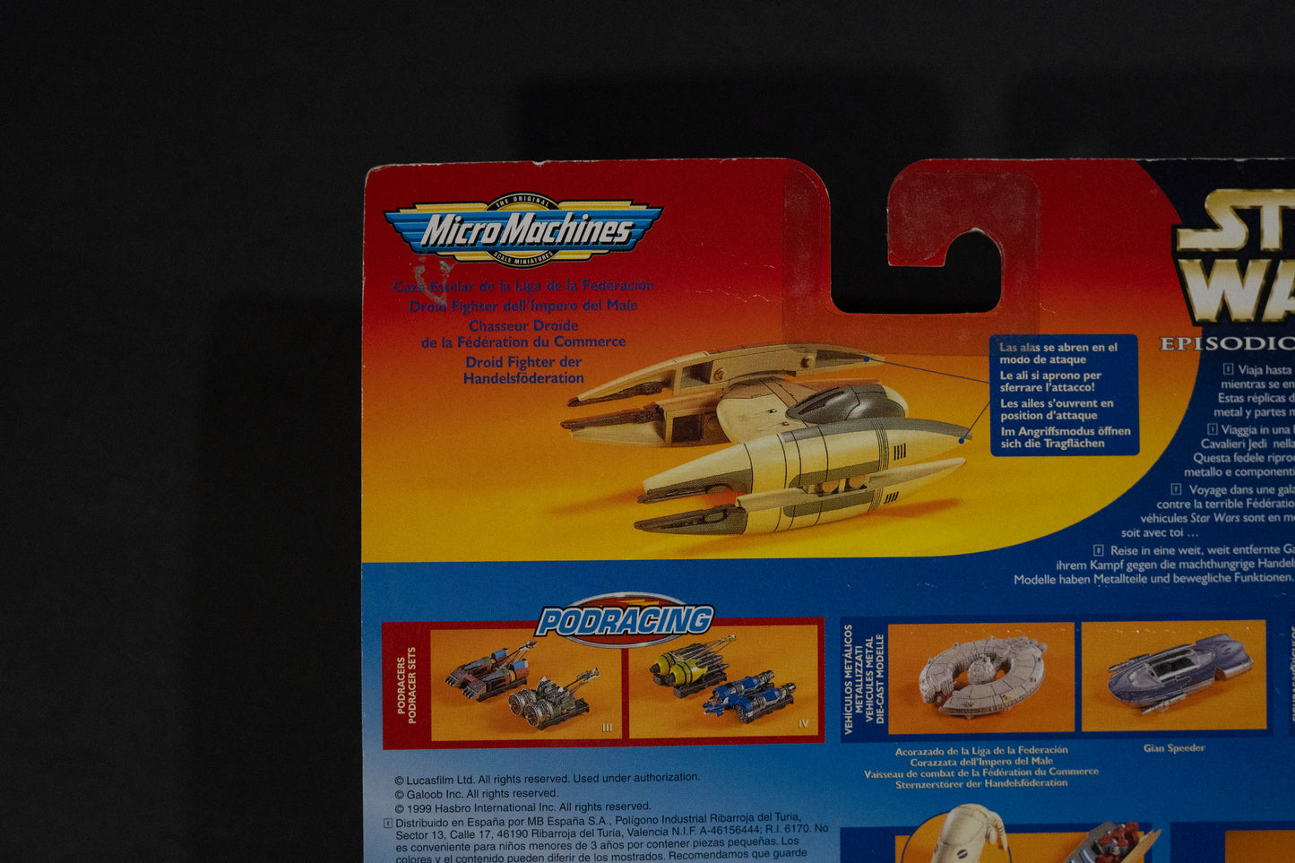 Trade Federation Droid Fighter, Star Wars, Episode 1, Micro Machines, Hasbro, Galoob, 1999, Box Sealed