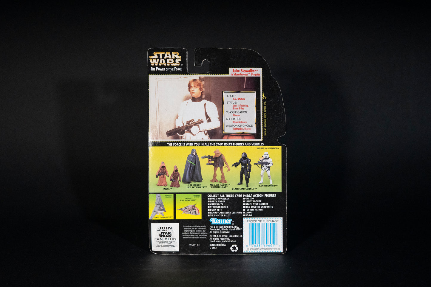 Luke Skywalker in Stormtrooper Disguise with Imperial Issue Blaster, Star Wars, The Power of the Force, Kenner, 1996, Box Sealed