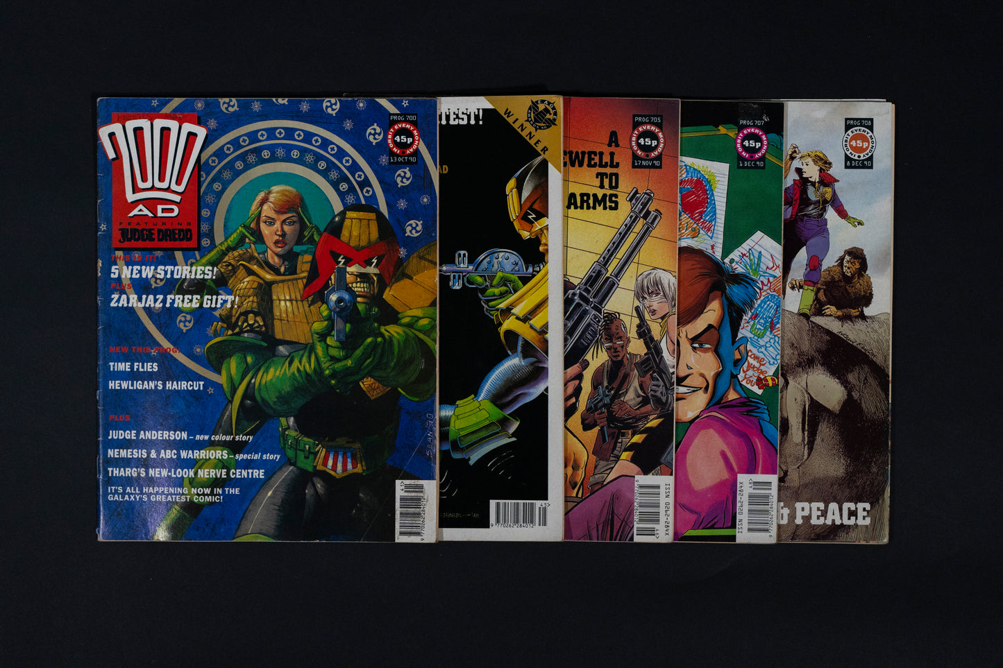 2000 AD #700 704 705 707 708 [1990] Vintage UK Comic Job Lot