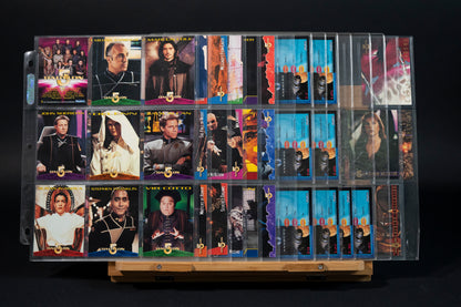 Babylon 5 Trading Cards, SkyBox, 1996, Complete Base Set (1-60) Bundle with Trivia, Creator, and Coming of Shadows cards in binder pages