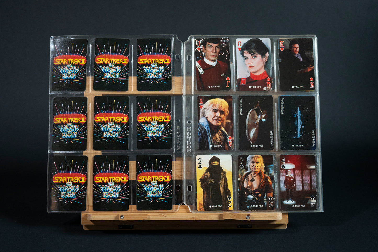 Star Trek II : The Wrath of Khan Playing Cards, PPC, 1982, Complete Set/Deck (54 cards) in binder pages