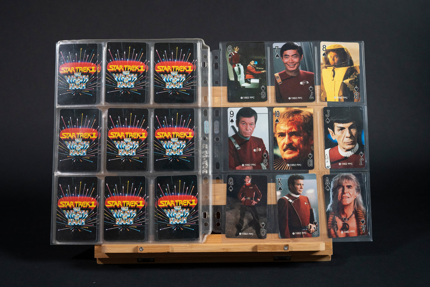 Star Trek II : The Wrath of Khan Playing Cards, PPC, 1982, Complete Set/Deck (54 cards) in binder pages