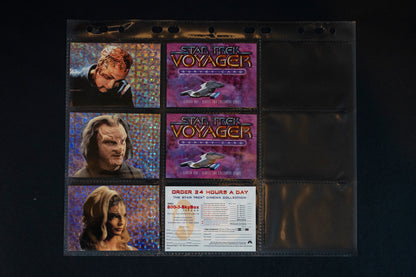 Star Trek : Voyager, Season One, Series Two Trading Cards, Skybox, 1995, S5 S6 S8 Chase Card Bundle in Binder Page