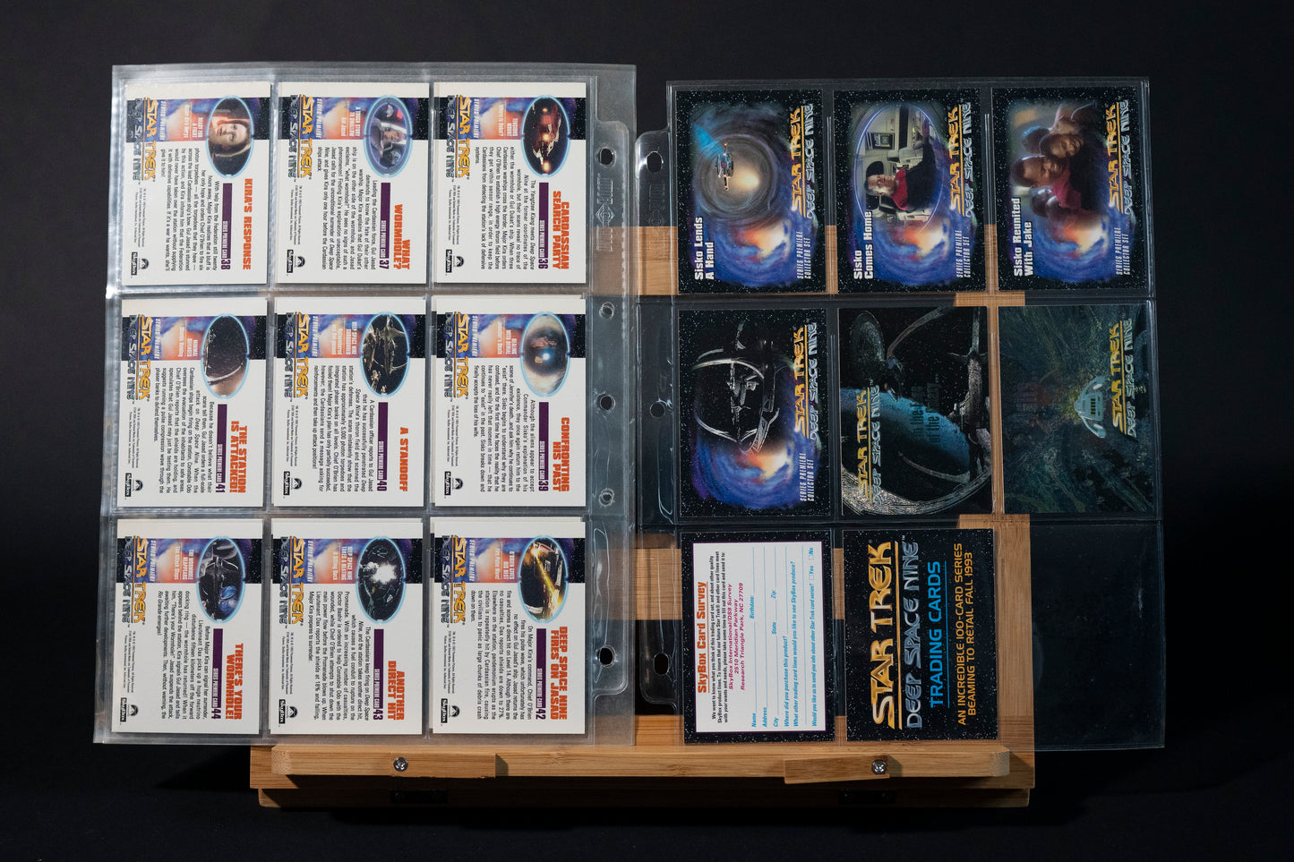 Star Trek : Deep Space Nine - Series Premiere Trading Cards, SkyBox, 1993, Complete Set (1-48 PLUS 2 Spectra Cards, certificate & survey card) in binder pages