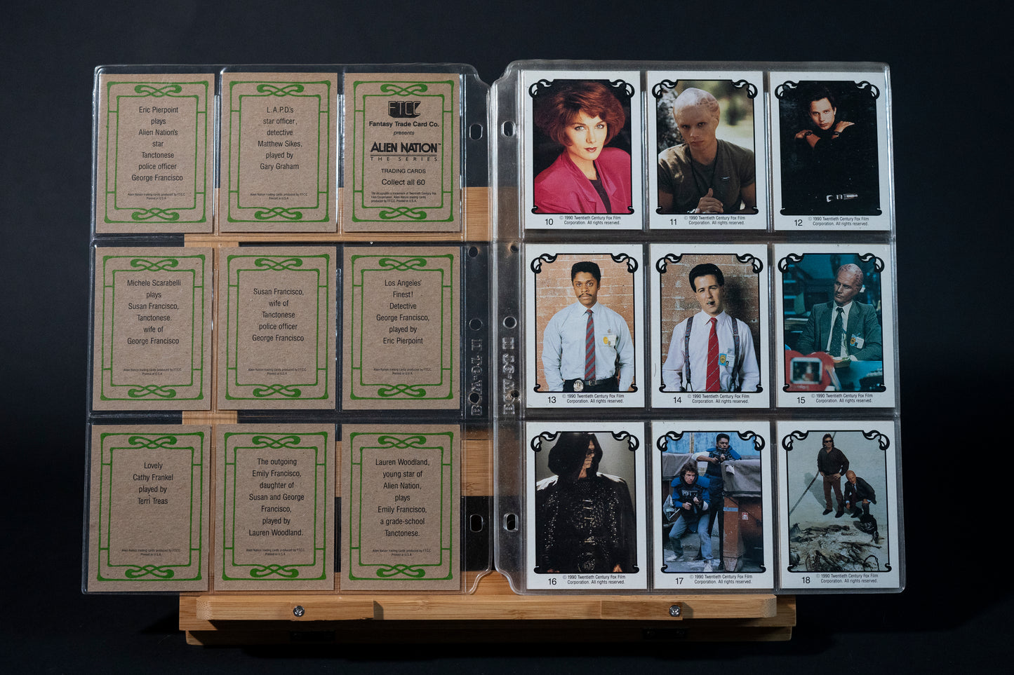 Alien Nation The Series Trading Cards, FTCC, 1990, Complete Base Set (1-60) in binder pages