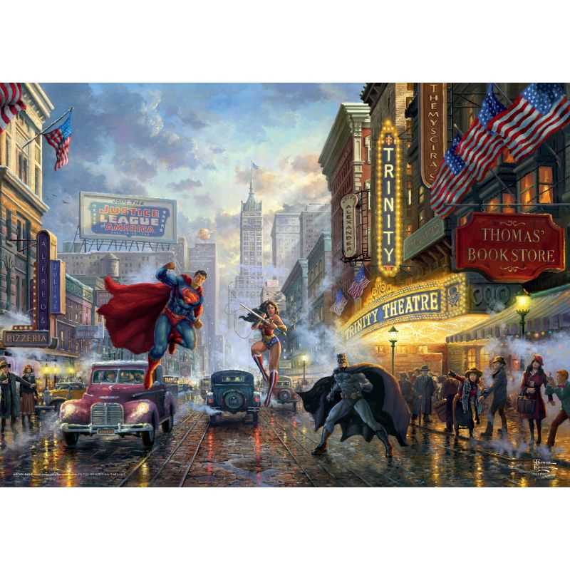 1000pc Jigsaw - Thomas Kinkade: Batman, Superman and Wonder Woman - New Boxed