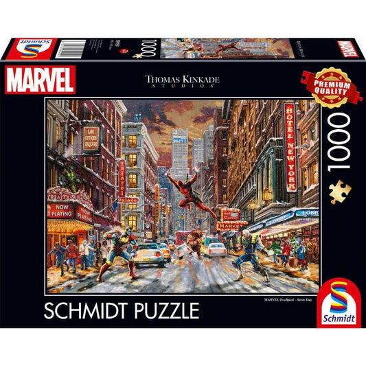 1000pc Jigsaw - Thomas Kinkade: Marvel Deadpool Snow Day - New Boxed