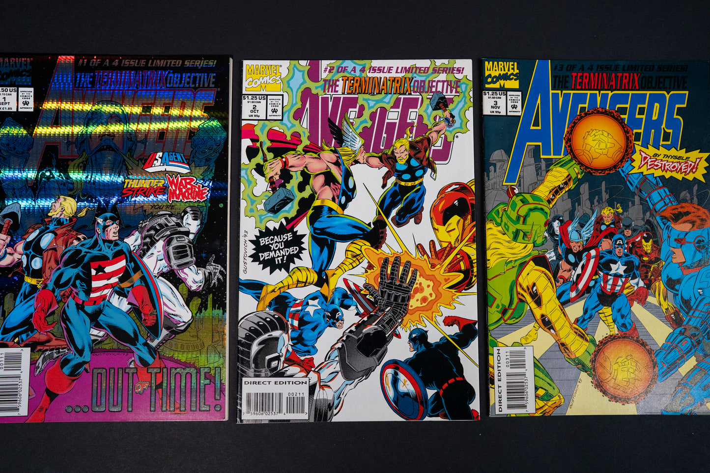 Avengers, The Terminatrix Objective, Complete Limited Series (Book 1 2 3 & 4), Marvel Comics, 1993, Direct Edition