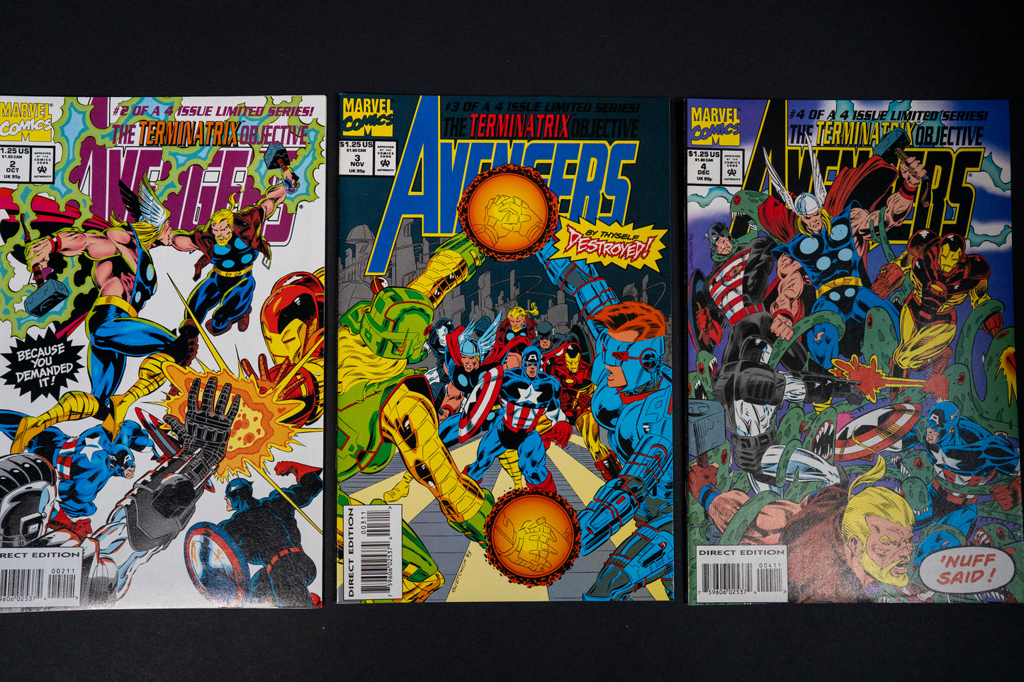 Avengers, The Terminatrix Objective, Complete Limited Series (Book 1 2 3 & 4), Marvel Comics, 1993, Direct Edition