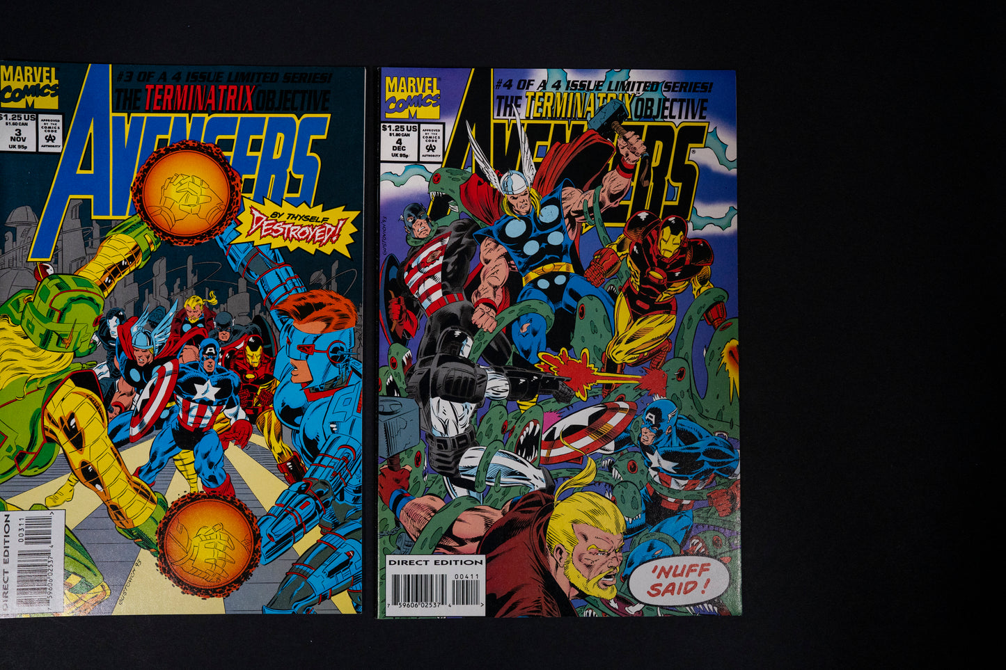 Avengers, The Terminatrix Objective, Complete Limited Series (Book 1 2 3 & 4), Marvel Comics, 1993, Direct Edition