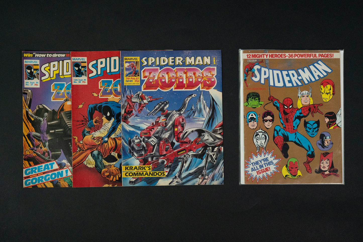 Spider-Man and Zoids #27 28 [1986] & 29 [1987] PLUS Spiderman #616 [1984] Marvel Comics