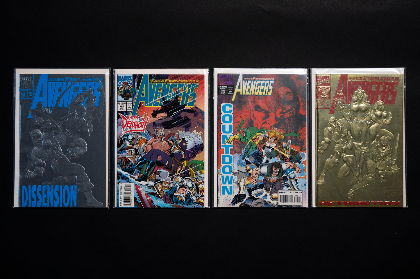 The Avengers, Vol.1, #343-378 run, x36 comic bundle, Marvel Comics, 1992 1993 1994