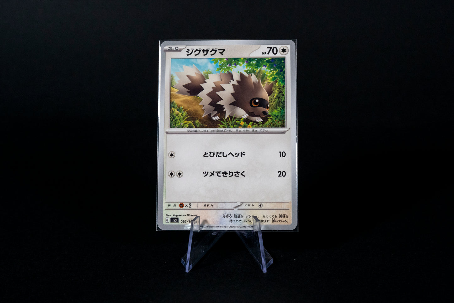 092/108, Zigzagoon, Pokemon, Ruler of the Black Flame, SV3, 2023, Common, Ungraded, Japanese