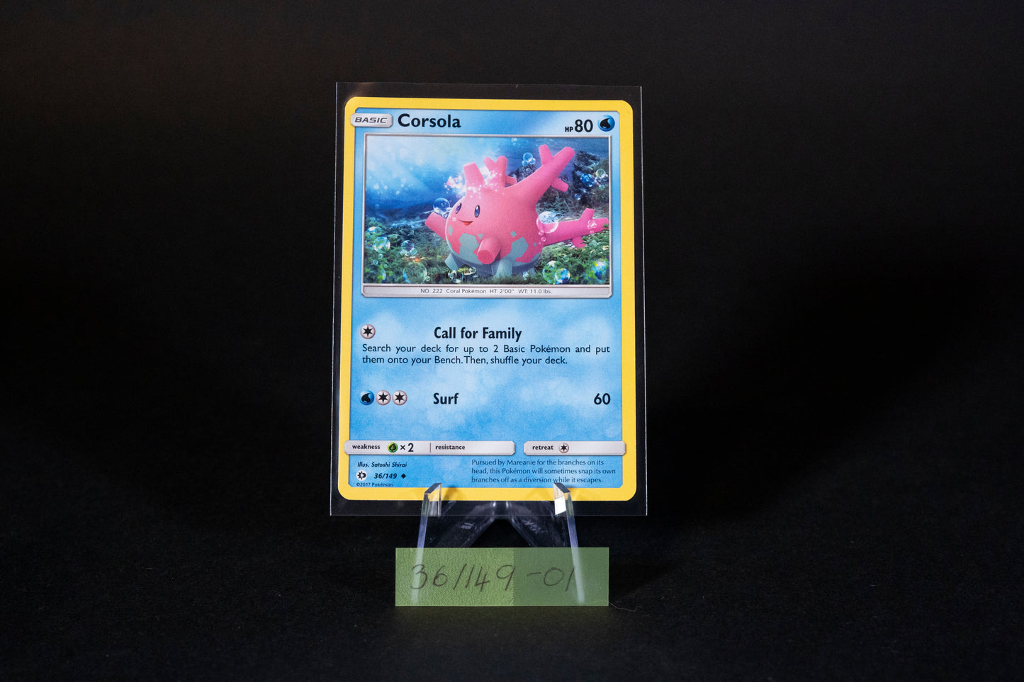 36/149, Corsola, Pokemon, Sun & Moon , Base Set, 2017, Uncommon, Ungraded, English