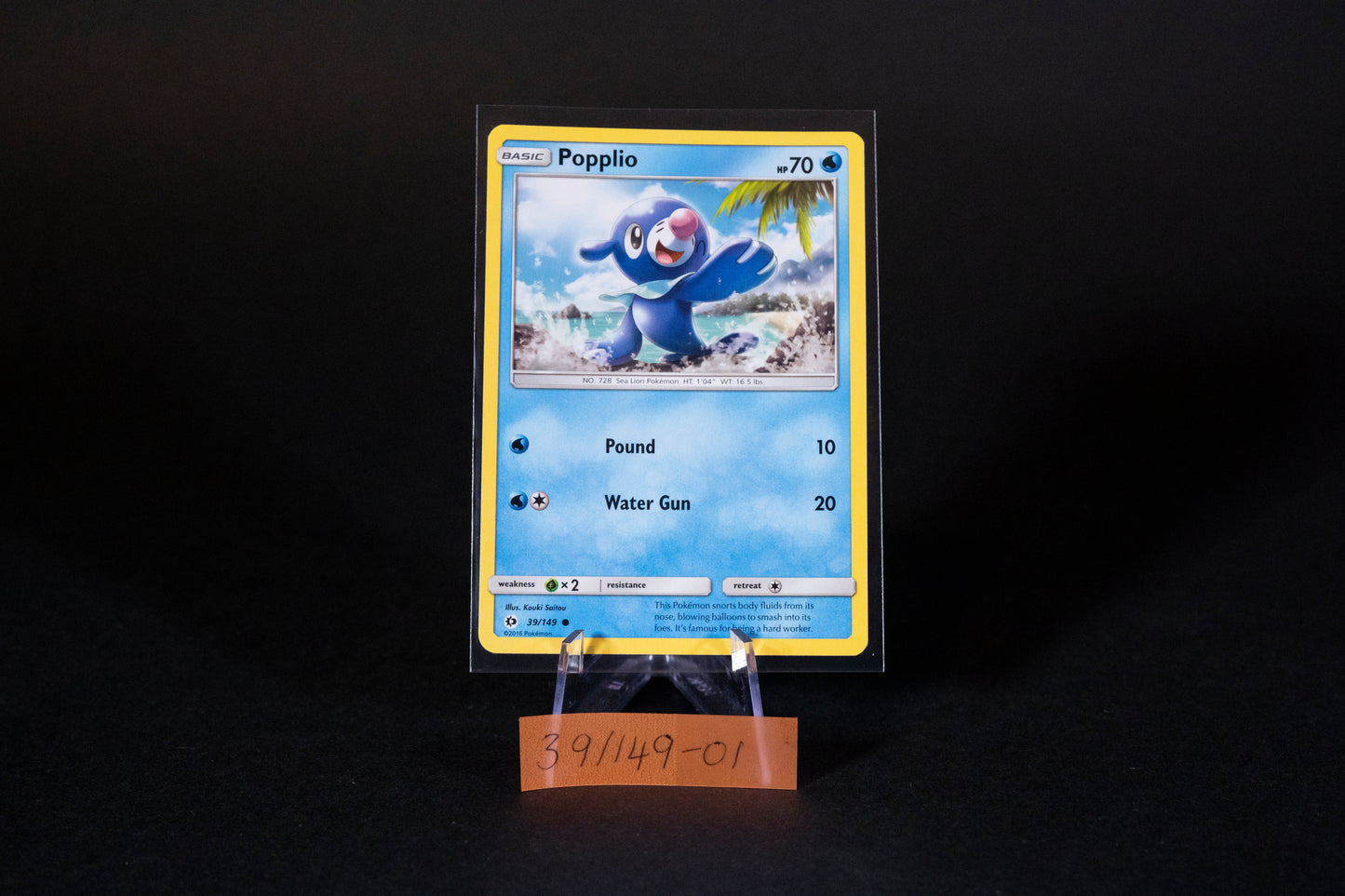 39/149, Popplio, Pokemon, Sun & Moon, Base Set, 2017, Common, Ungraded, English