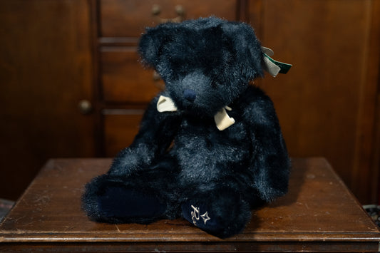 'Alleluia' Berry Blue / Navy / Sapphire 'Peace' Teddy Bear by Russ, Aprox 12" Sitting, Complete with Tags, Excellent condition