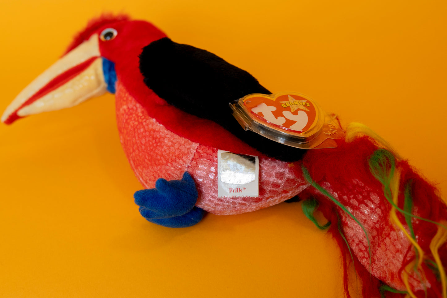 Frills (Hornbill Bird) - TY Beanie Babies - Tag in Protector - Excellent Condition