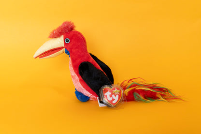 Frills (Hornbill Bird) - TY Beanie Babies - Tag in Protector - Excellent Condition