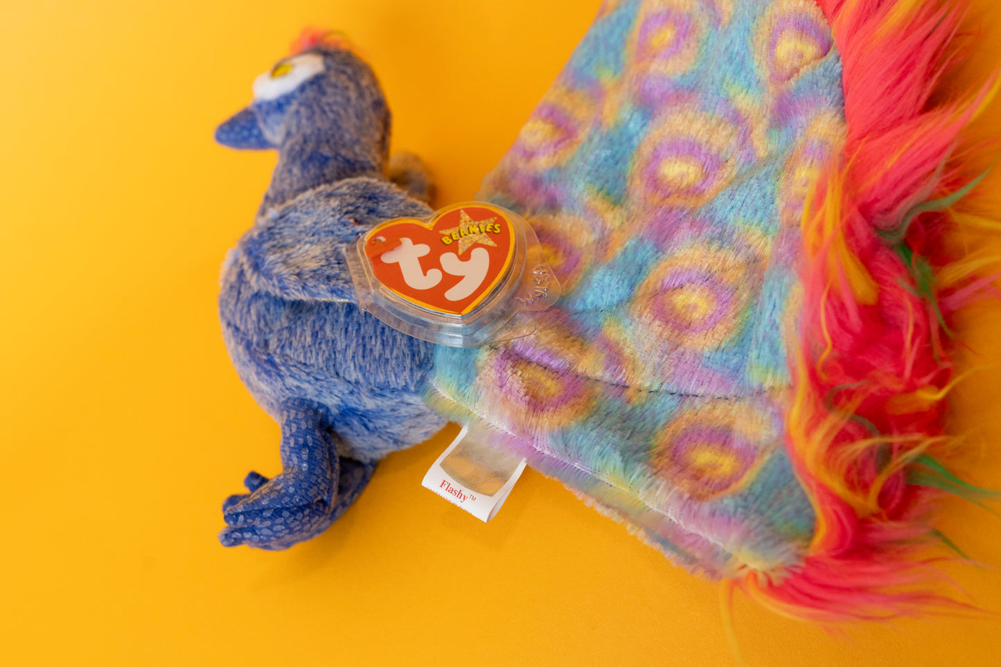 Flashy (Peacock Bird) - TY Beanie Babies - Tag in Protector - Excellent Condition