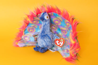 Flashy (Peacock Bird) - TY Beanie Babies - Tag in Protector - Excellent Condition