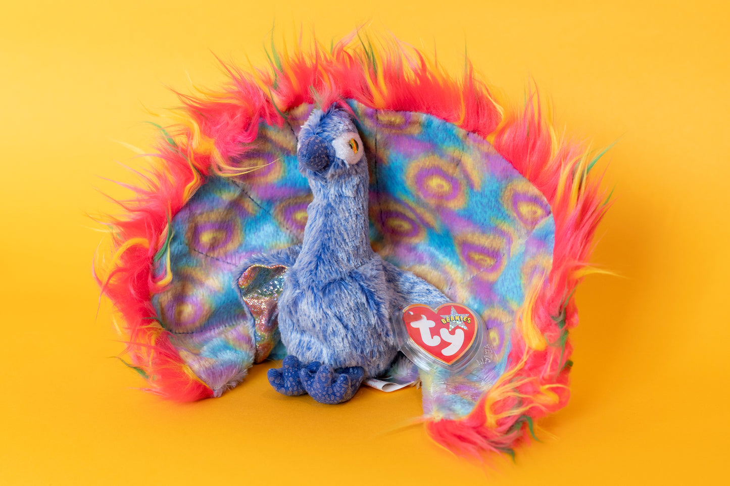 Flashy (Peacock Bird) - TY Beanie Babies - Tag in Protector - Excellent Condition