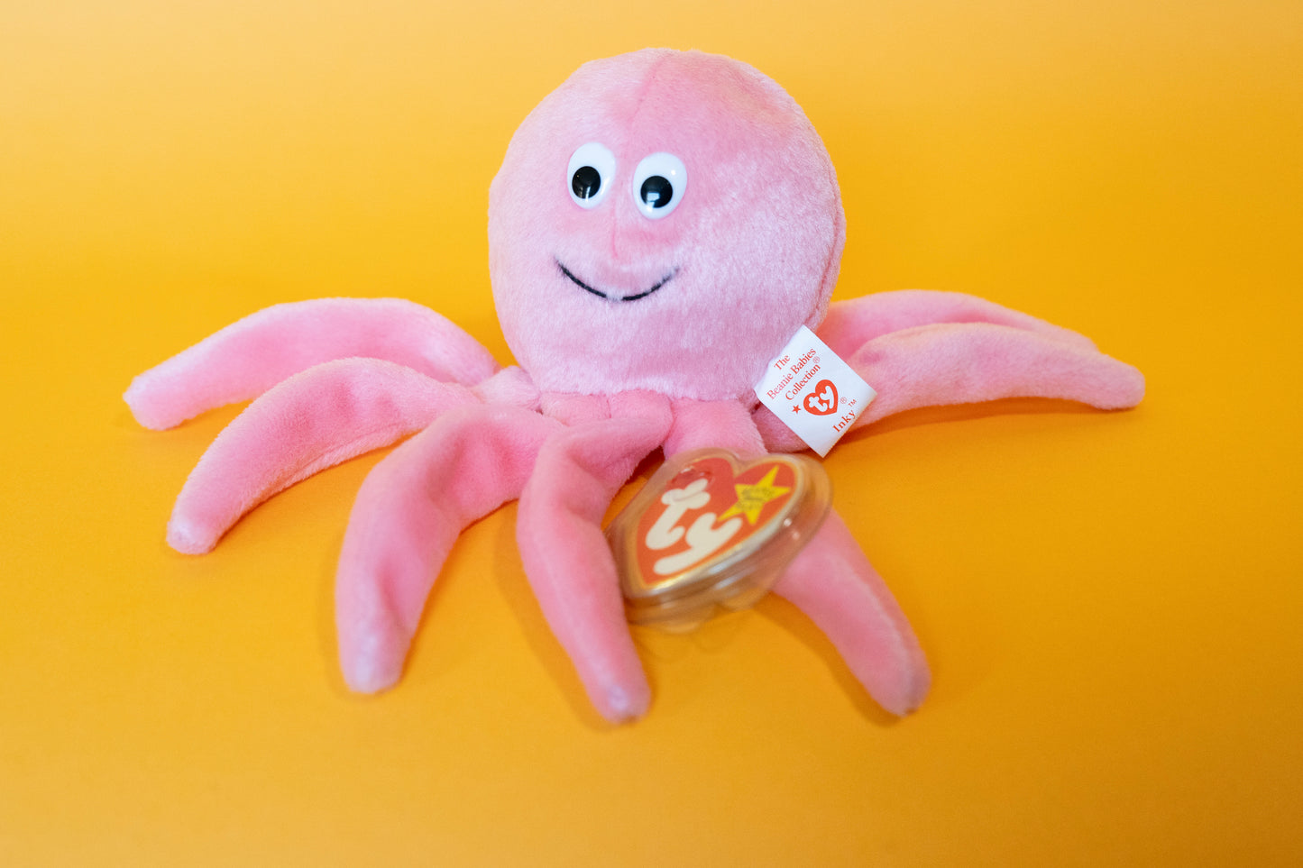 Inky (Octopus) - TY Beanie Babies - Tag in Protector - Excellent Condition