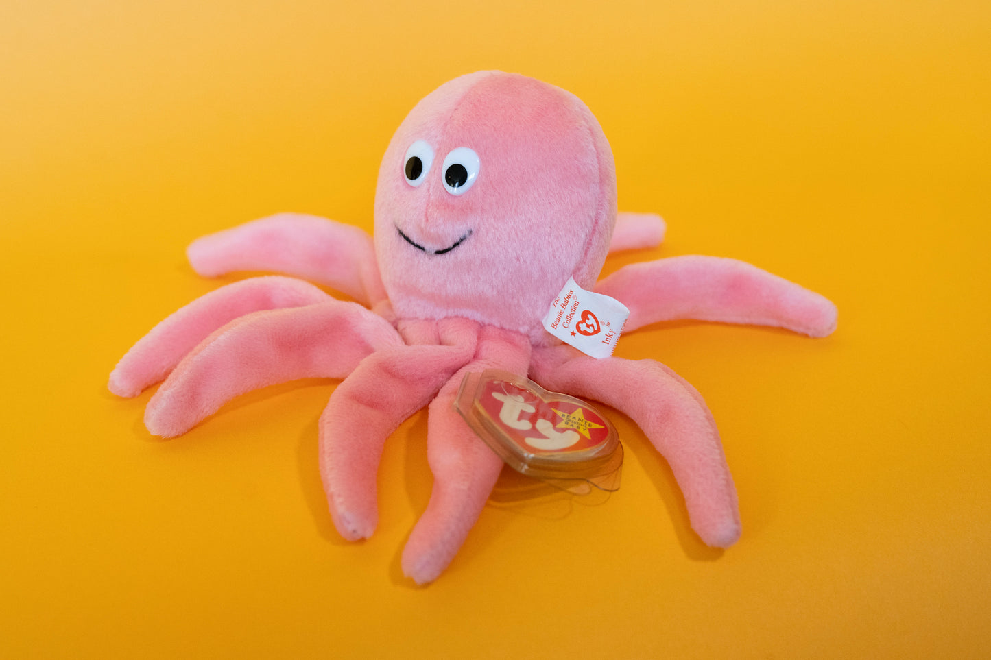 Inky (Octopus) - TY Beanie Babies - Tag in Protector - Excellent Condition