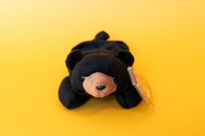 Blackie (Bear) - TY Beanie Babies - PVC Pellets - Tag in Protector - Excellent Condition