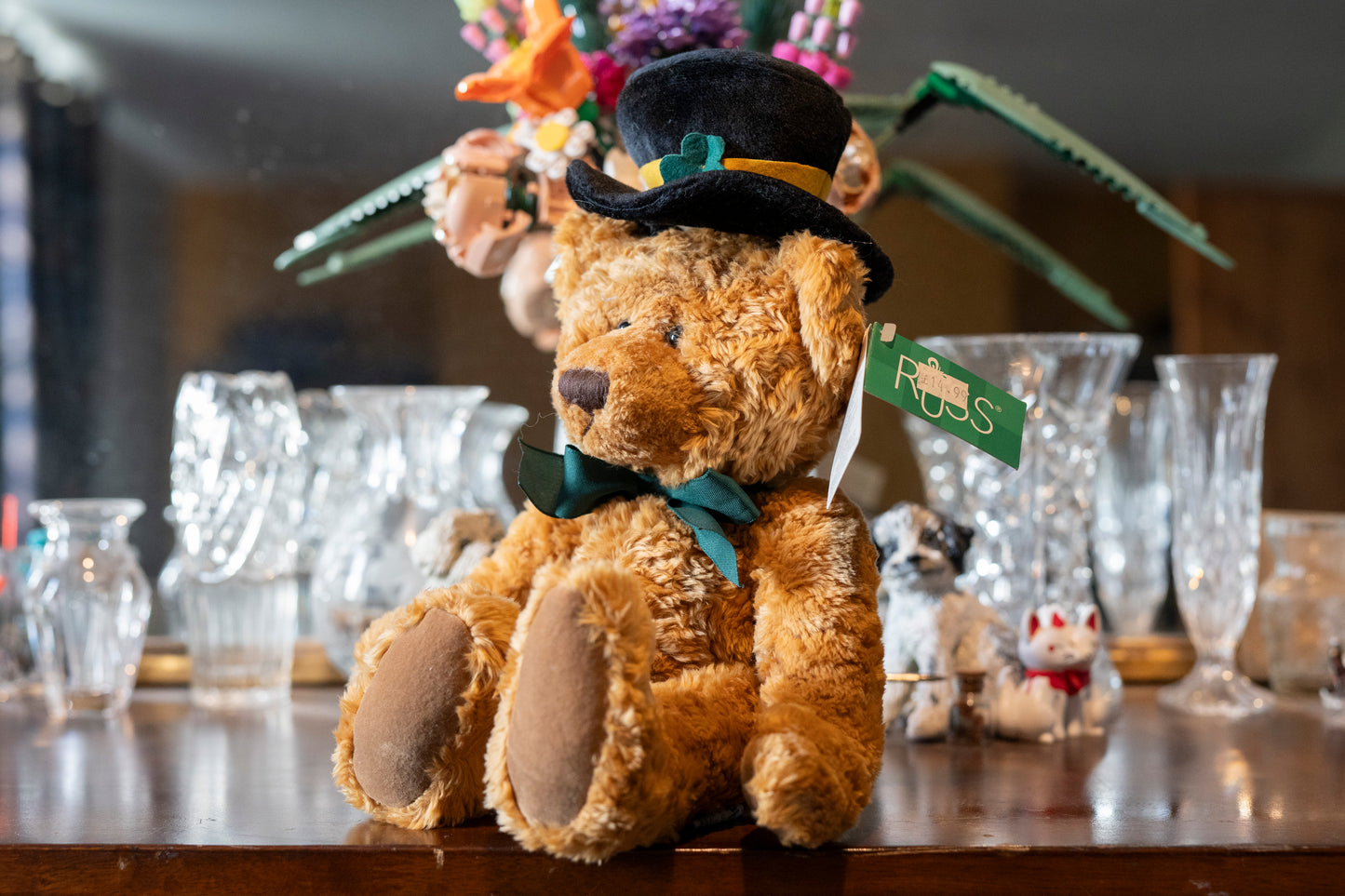 St. Patricks Day 'McMurPhy' Teddy Bear by Russ, Aprox 9" Sitting, Complete with Tags, Great condition