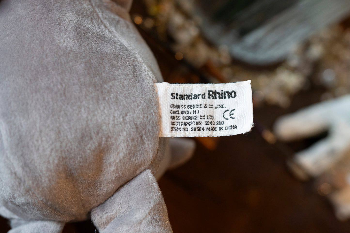 'Standard Rhino' Rhinoceros Teddy by Russ, Aprox 12", Complete with Tags, Excellent condition