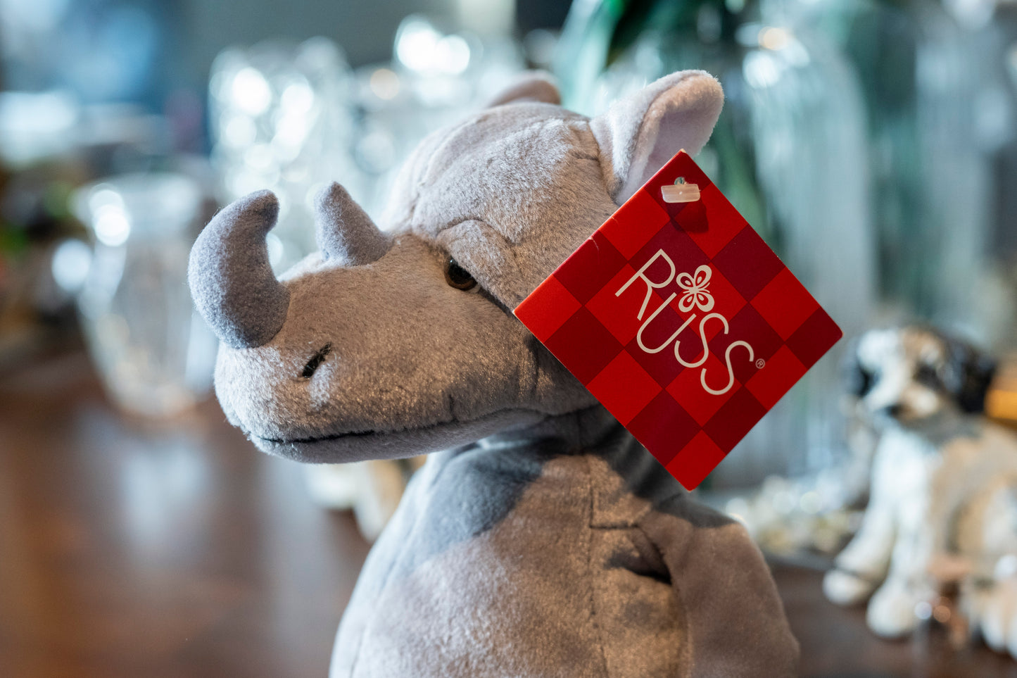 'Standard Rhino' Rhinoceros Teddy by Russ, Aprox 12", Complete with Tags, Excellent condition