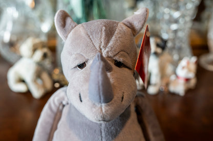 'Standard Rhino' Rhinoceros Teddy by Russ, Aprox 12", Complete with Tags, Excellent condition