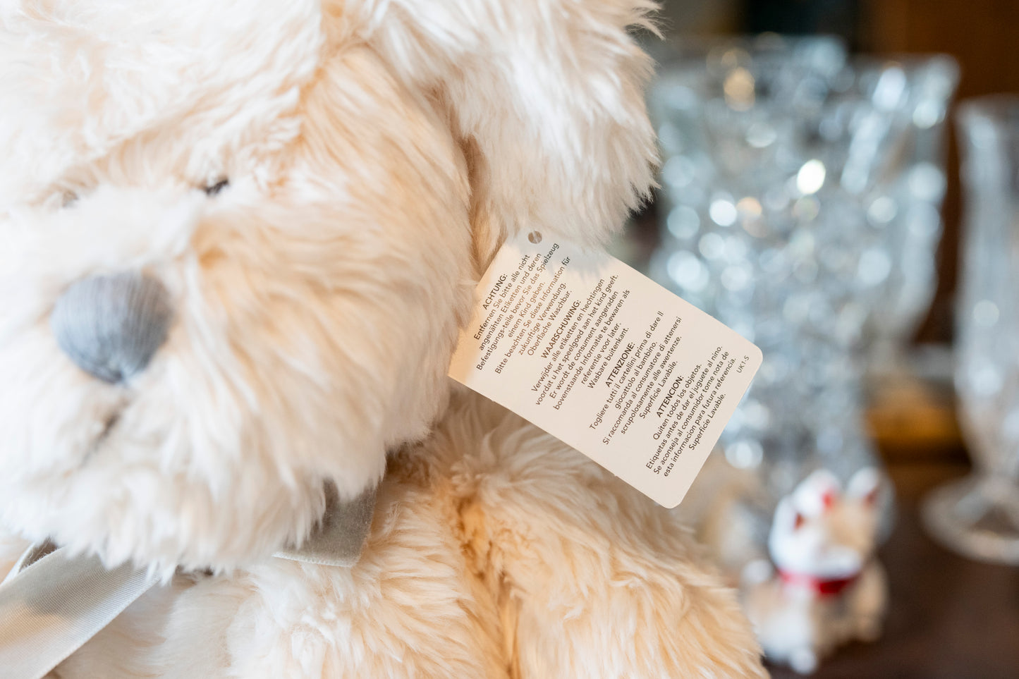 'Millenium' Plush White Teddy Bear by Russ, Aprox 10" Sitting, with Tag, Excellent condition