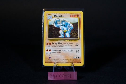 34/102, Machoke, Pokemon, Base Set Unlimited, 1999-2000 (4th Print/UK Print), Uncommon, Ungraded, English