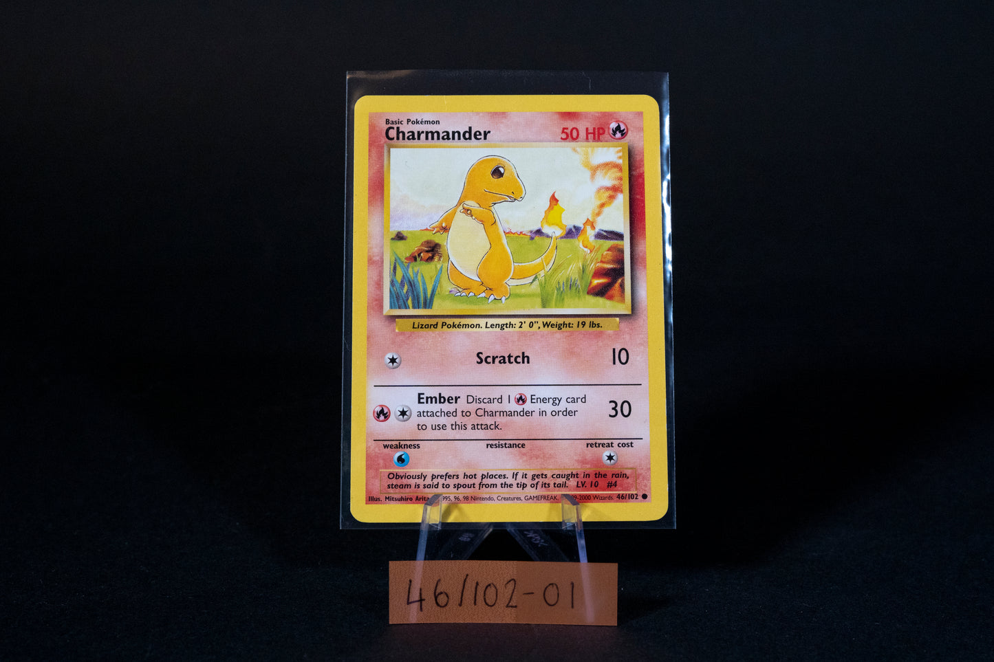 46/102, Charmander, Pokemon, Base Set Unlimited, 1999-2000 (4th Print/UK Print), Common, Ungraded, English