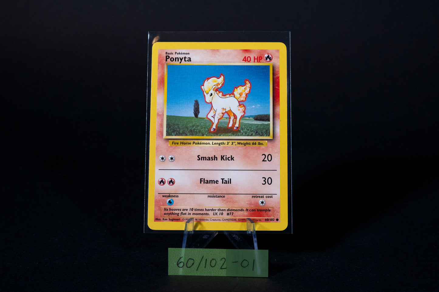 60/102, Ponyta, Pokemon, Base Set Unlimited, 1999-2000 (4th Print/UK Print), Common, Ungraded, English