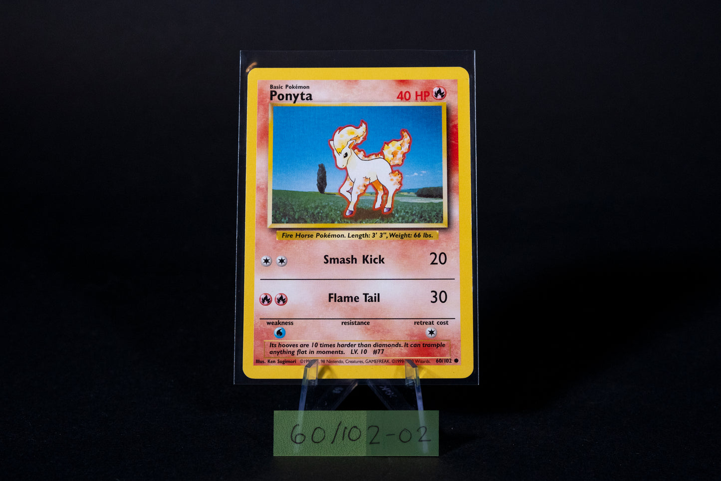 60/102, Ponyta, Pokemon, Base Set Unlimited, 1999-2000 (4th Print/UK Print), Common, Ungraded, English