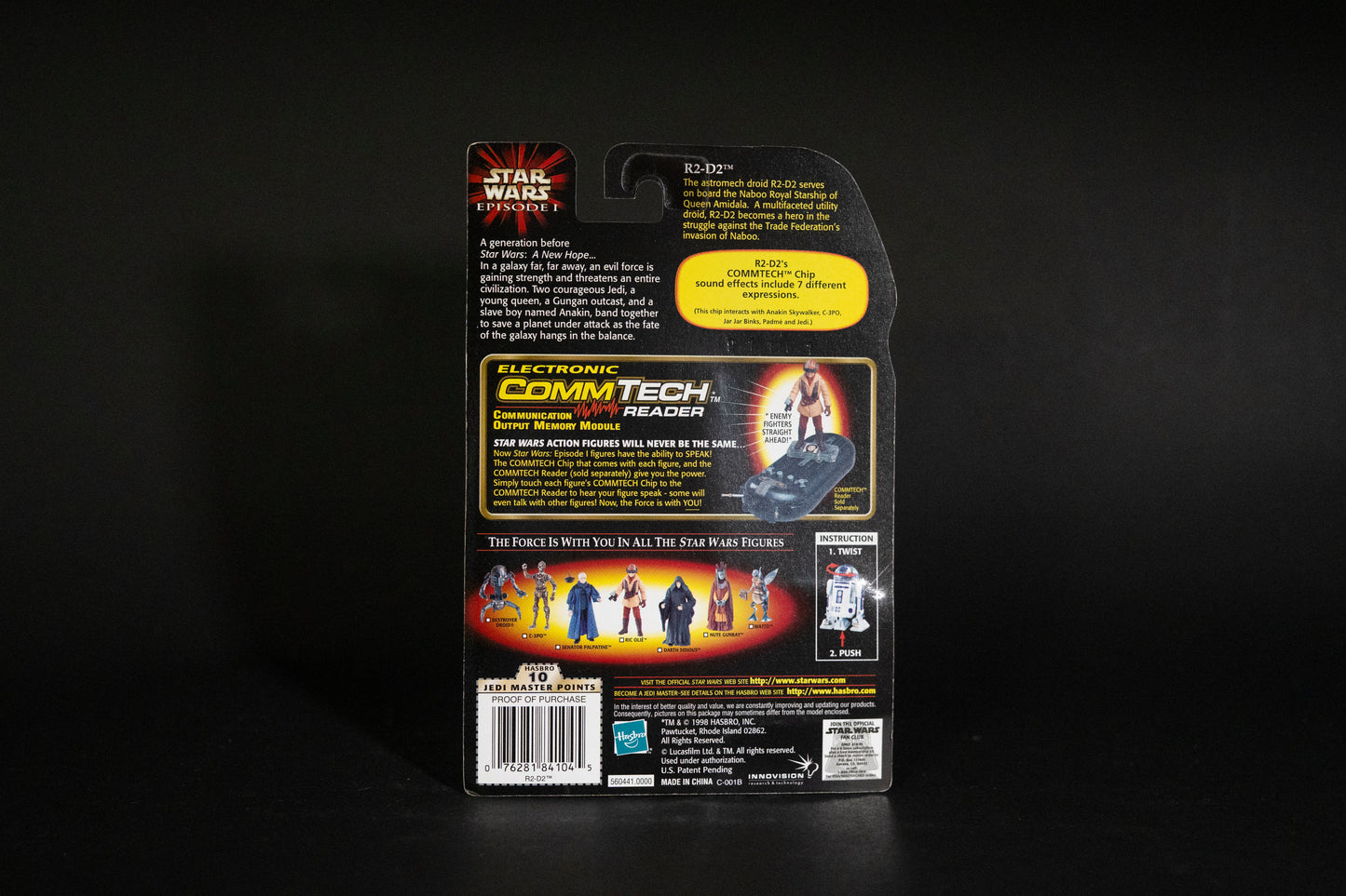 R2-D2 with Booster Rockets, Star Wars, Episode 1, Comm Tech Chip, Hasbro, 1998, Box Sealed