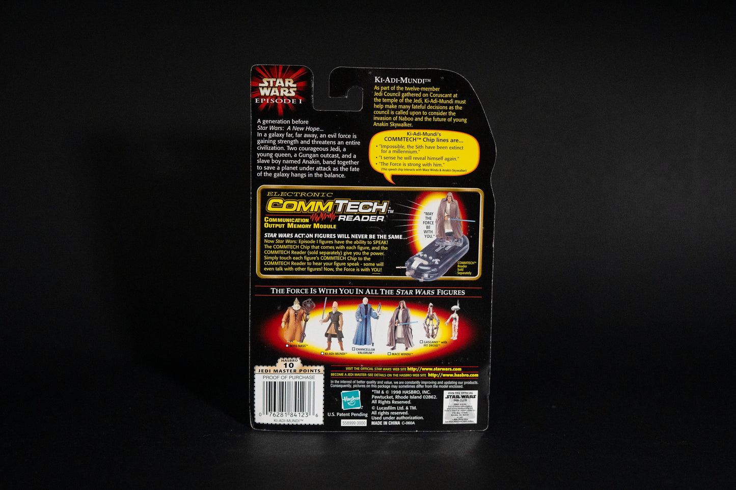Ki-Adi-Mundi with Lightsaber, Star Wars, Episode 1, Comm Talk Chip, Hasbro, 1998, Box Sealed