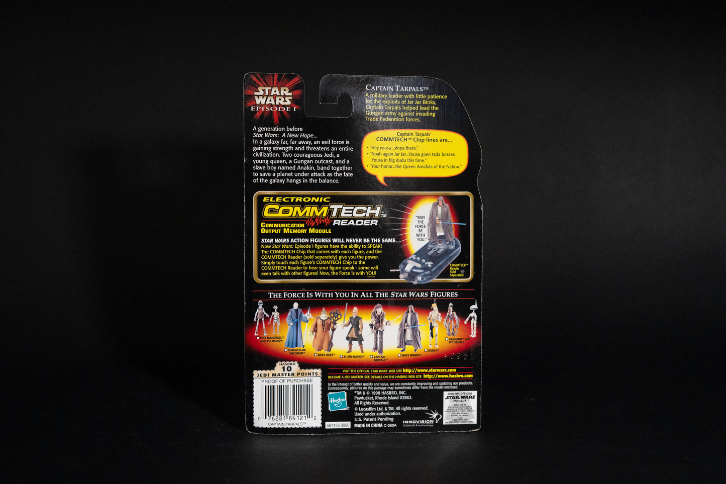 Captain Tarpals with Electropole, Star Wars, Episode 1, Comm Talk Chip, Hasbro, 1998, Box Sealed