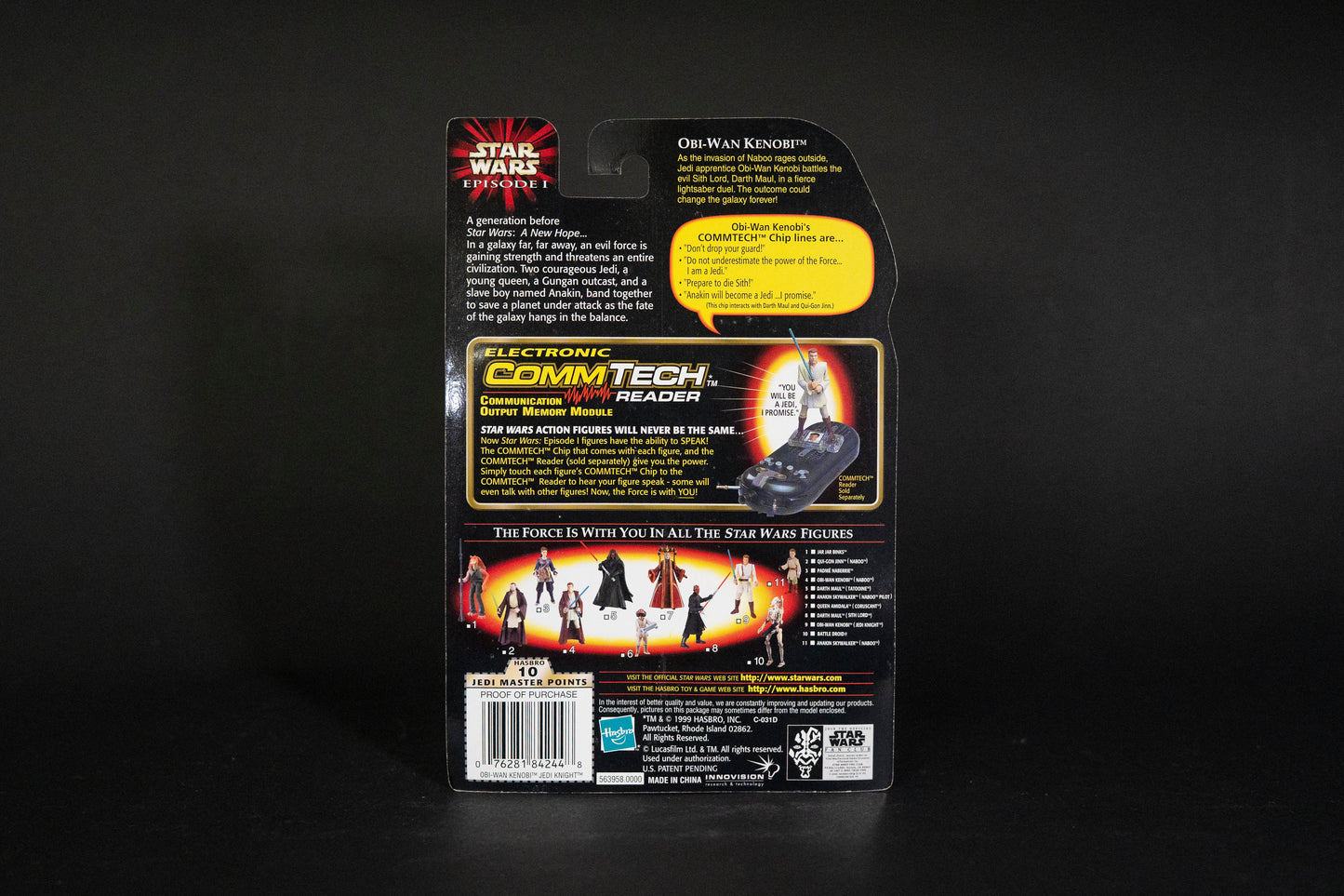 Obi-Wan Kenobi (Jedi Knight) with Lightsaber and Comlink, Star Wars, Episode 1, Comm Talk Chip, Hasbro, 1999, Box Sealed