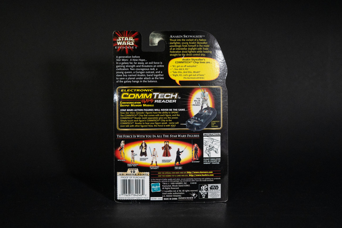 Anakin Skywalker (Naboo Pilot) with Flight Simulator, Star Wars, Episode 1, Comm Talk Chip, Hasbro, 1999, Box Sealed