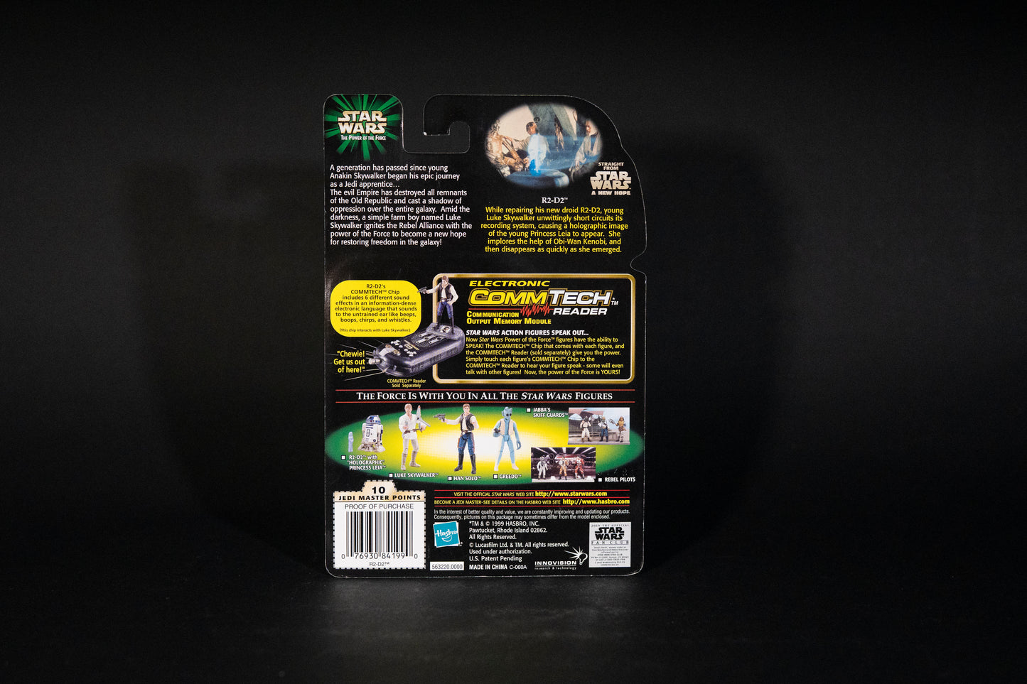 R2-D2 with 'Holographic' Princess Leia, Star Wars, The Power of the Force, Comm Talk Chip, Hasbro, 1999, Box Sealed