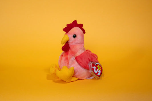 Strut (Rooster, Bird) - TY Beanie Babies - Tag in Protector - Excellent Condition