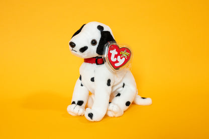 Dizzy (Dalmatian Dog - Black & White Spots, Black Ears) - TY Beanie Babies - Tag in Protector - Excellent Condition