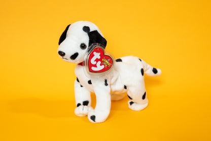 Dizzy (Dalmatian Dog - Black & White Spots, Black Ears) - TY Beanie Babies - Tag in Protector - Excellent Condition